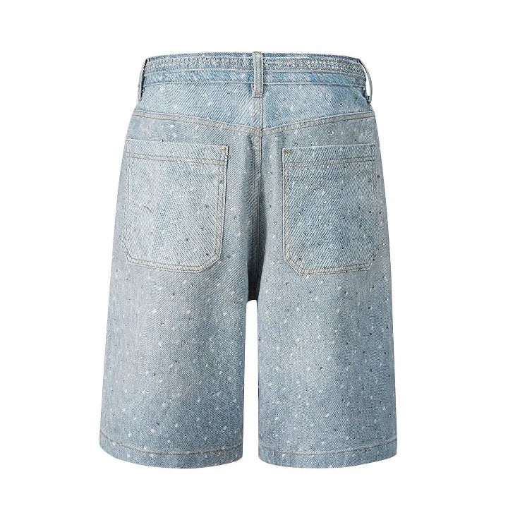 Crystal Denim Shorts — Ice Blue