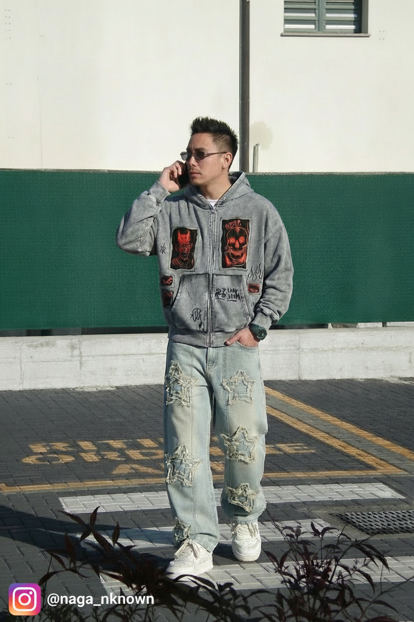 Demon Graffiti Zip Hoodie