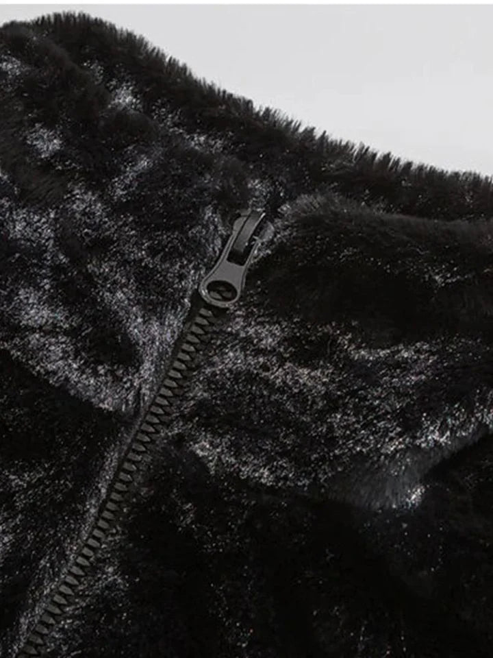 Faux Fur Gothic Embroidery Jacket