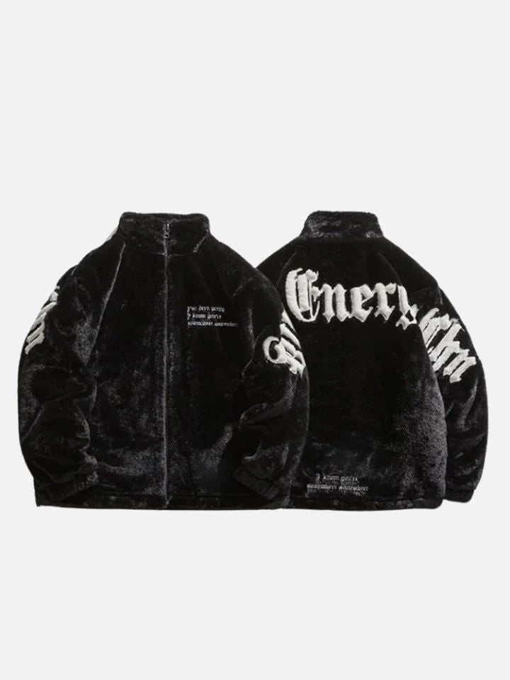 Faux Fur Gothic Embroidery Jacket