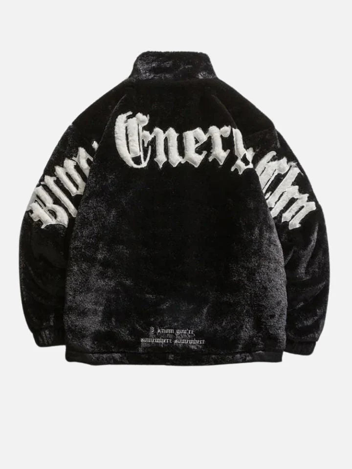 Faux Fur Gothic Embroidery Jacket