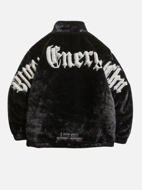 BLACK SCRIPT — Gothic Faux Fur Jacket