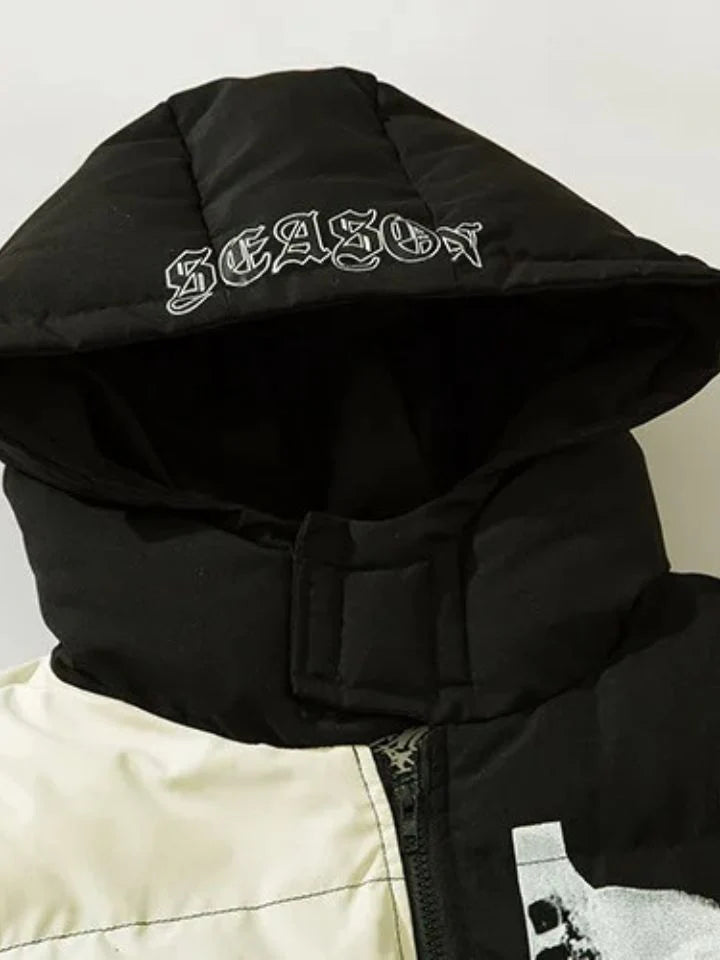 Puffer Bicolor Gothic Hood Jacket