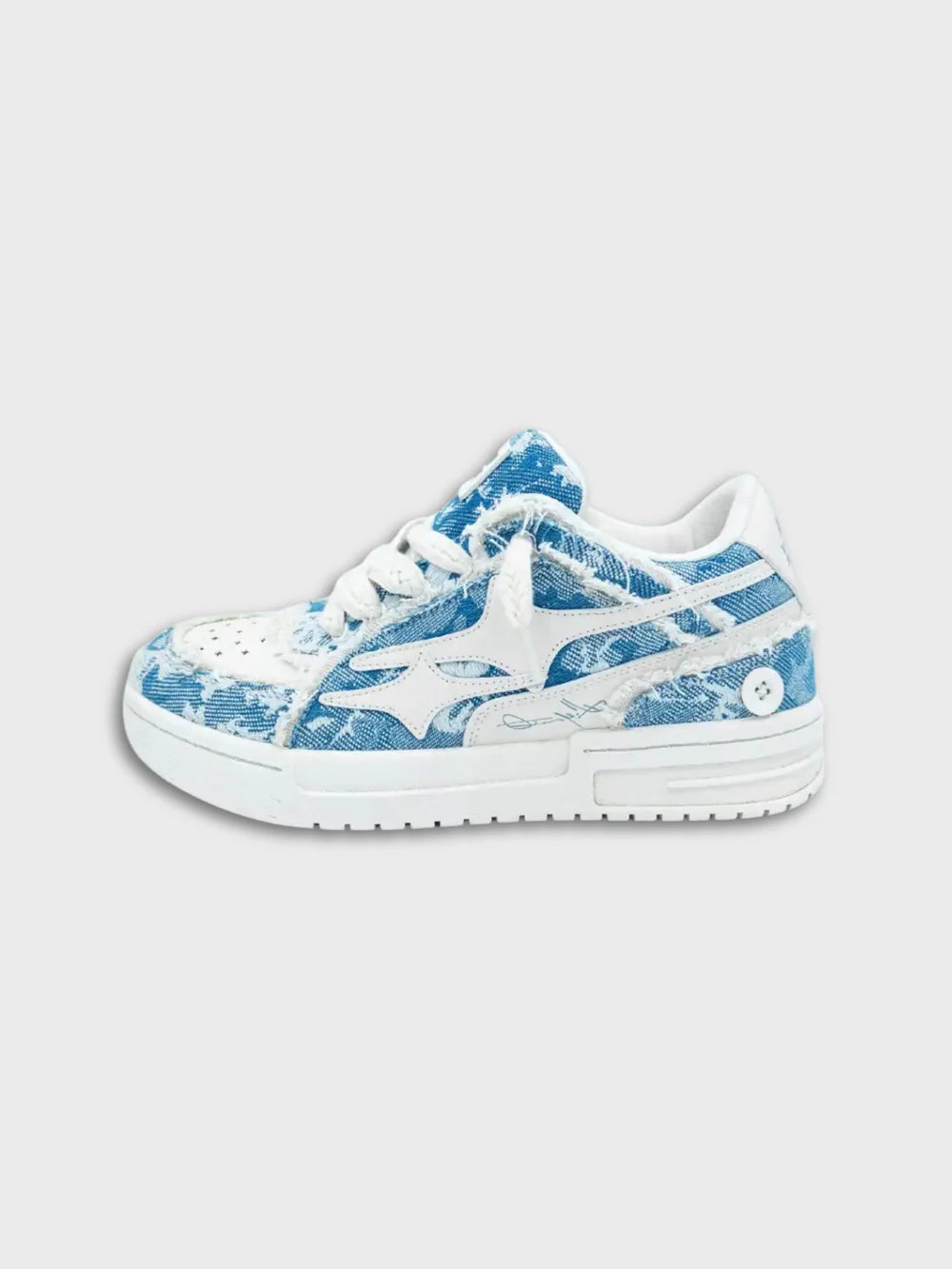 Frayed Star Low Sneaker — Denim Blue