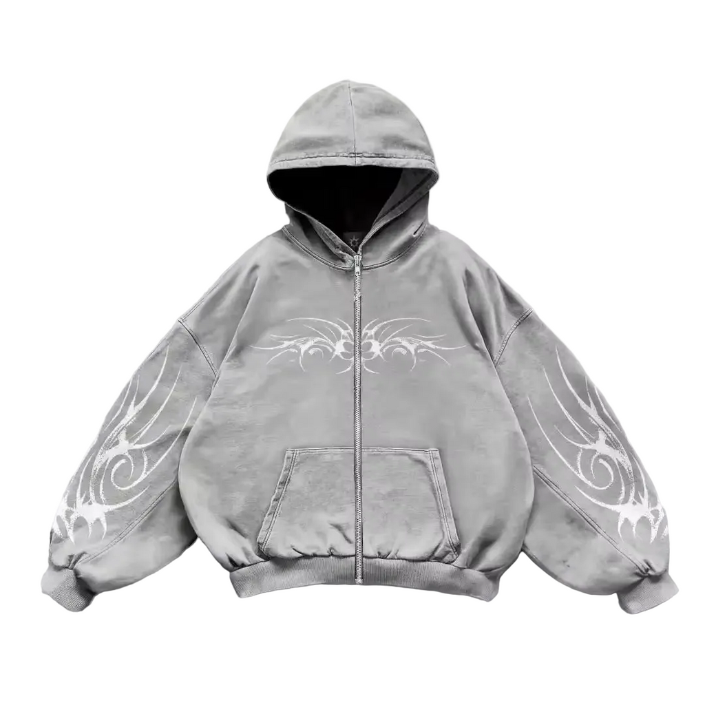 TRIBAL ECHO — Washed Zip Hoodie