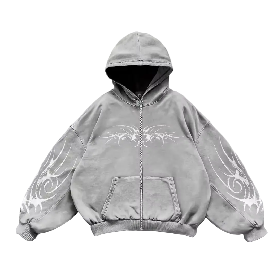 TRIBAL ECHO — Washed Zip Hoodie