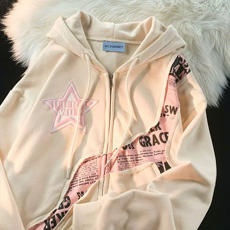 Star Grace Zip Hoodie — Cream