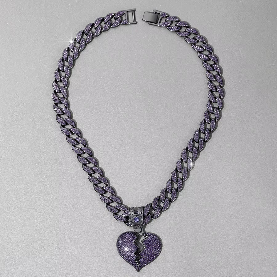 Iced Out Broken Heart Cuban Link Necklace