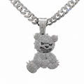 Iced Out Evil Bear Cuban Link Necklace