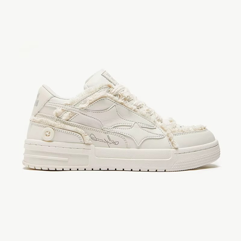 Frayed Star Low Sneaker — Cream