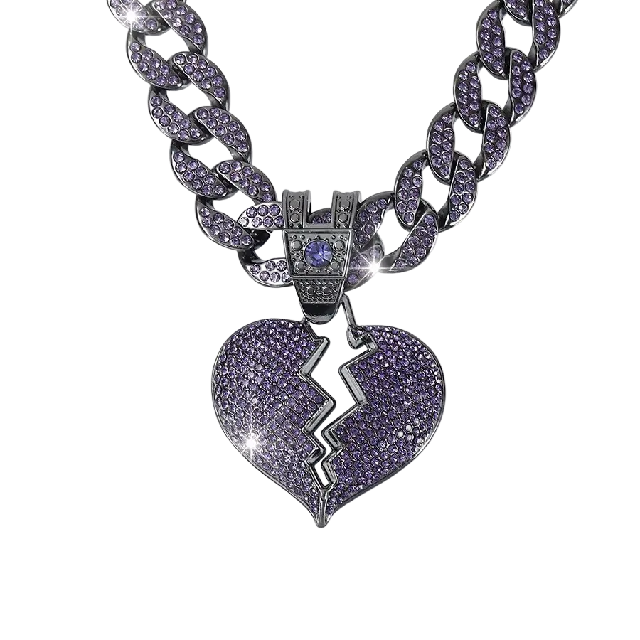 Iced Out Broken Heart Cuban Link Necklace
