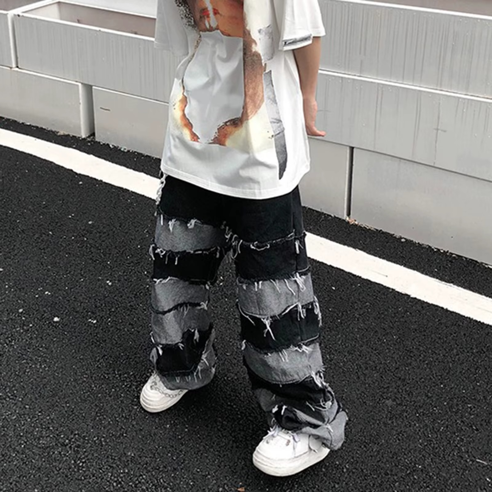 Patchwork Distressed Jeans