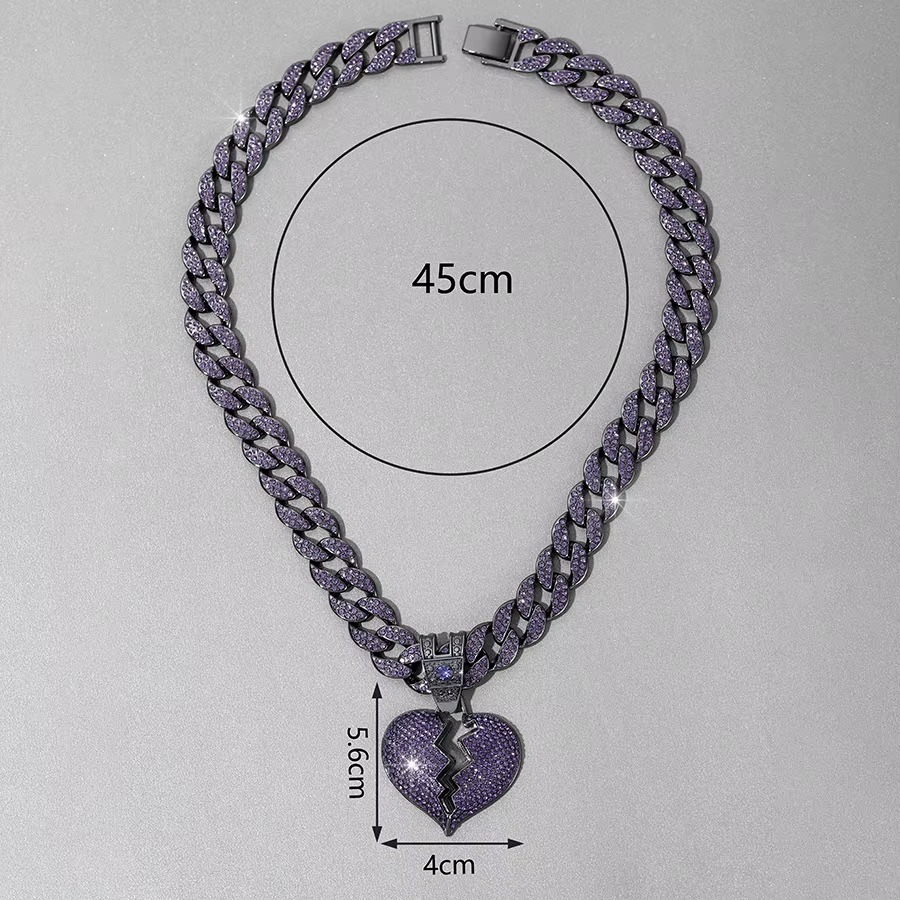 Iced Out Broken Heart Cuban Link Necklace