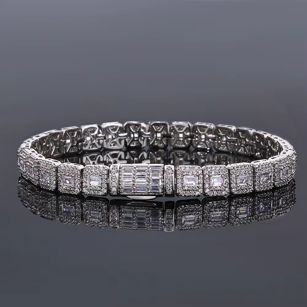 Baguette Pavé Silver Bracelet