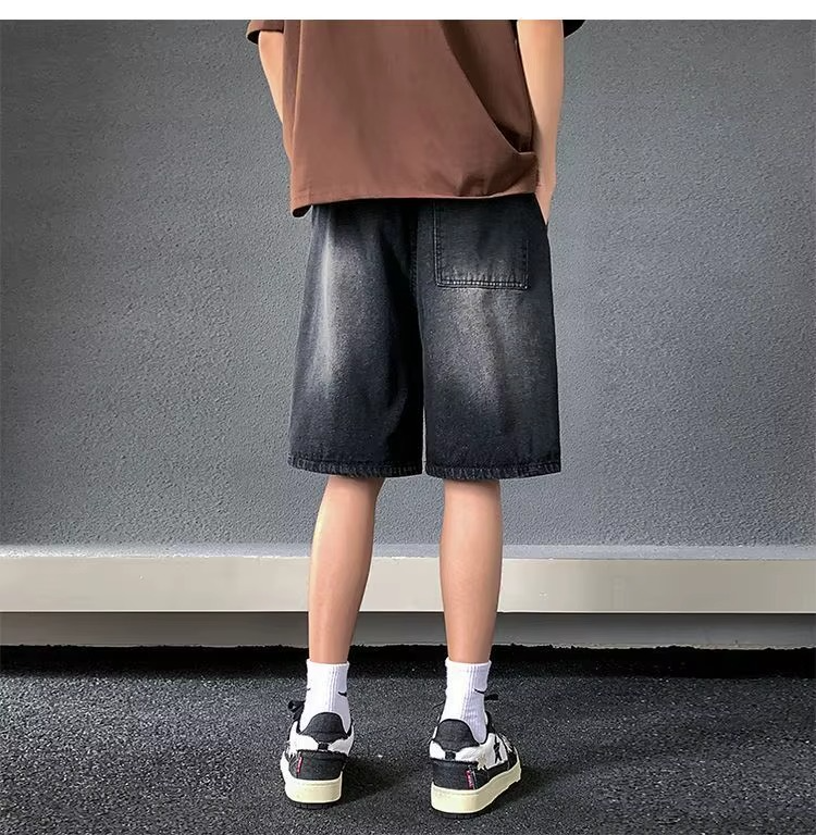 Infinity Cross Denim Shorts — Black Washed