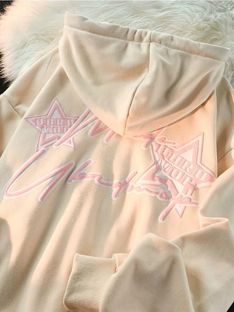 Star Grace Zip Hoodie — Cream