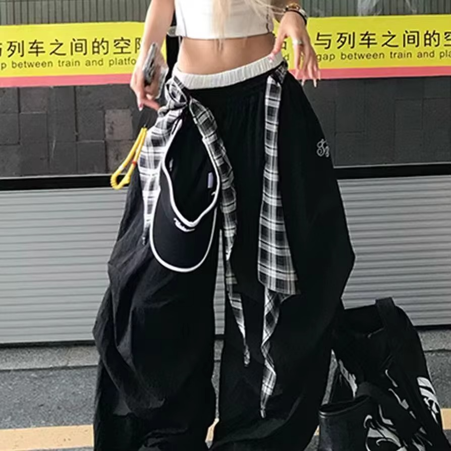 Plaid Sash Balloon Pants