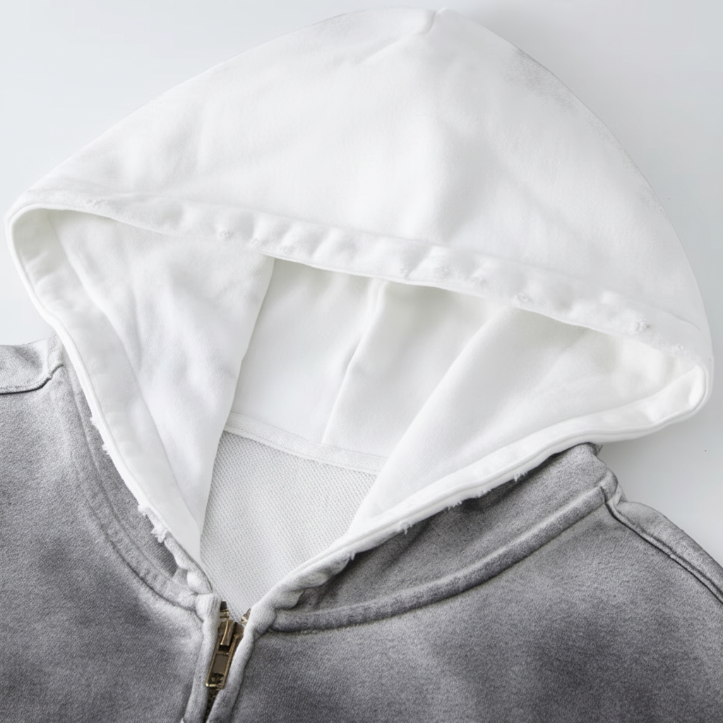 Smoke Wash Zip Hoodie — Grey