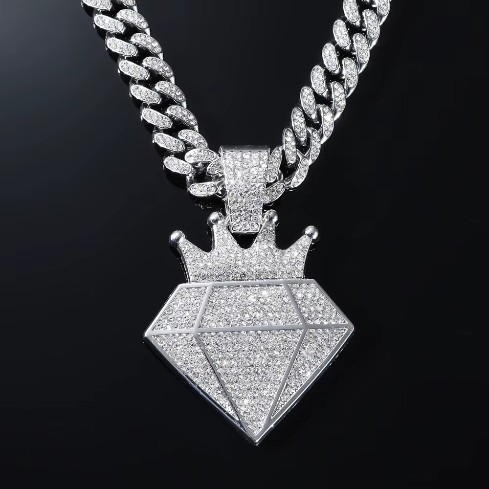 Iced Out Crown Diamond Cuban Link Necklace