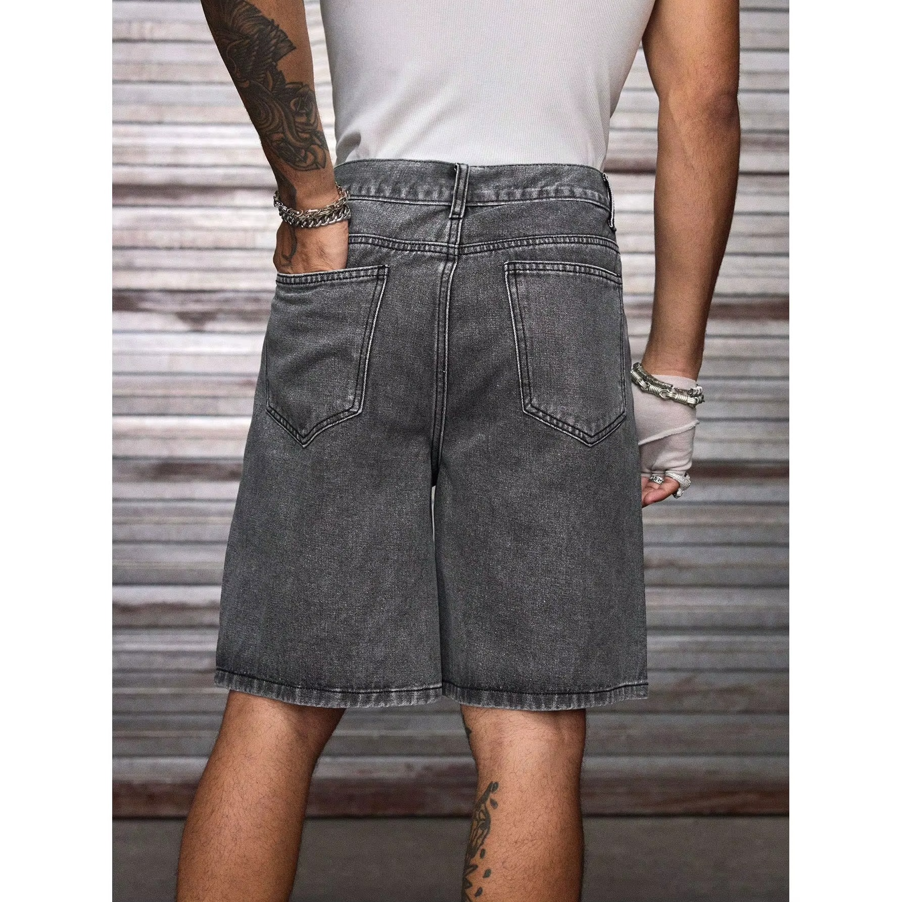 Rhinestone Flame Denim Shorts