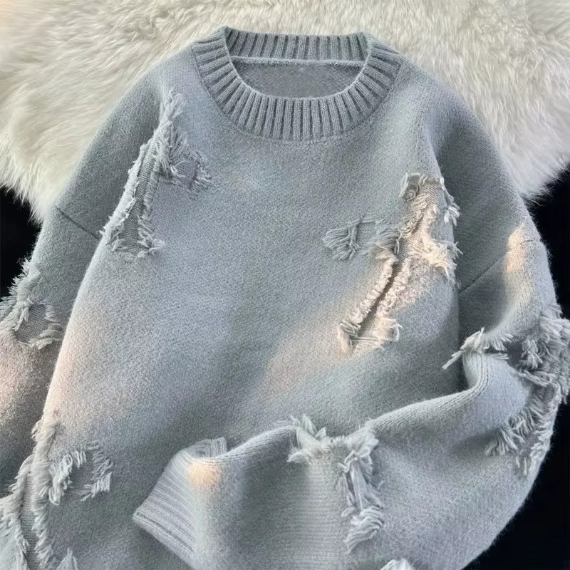 Distressed Fringe Knit Sweater