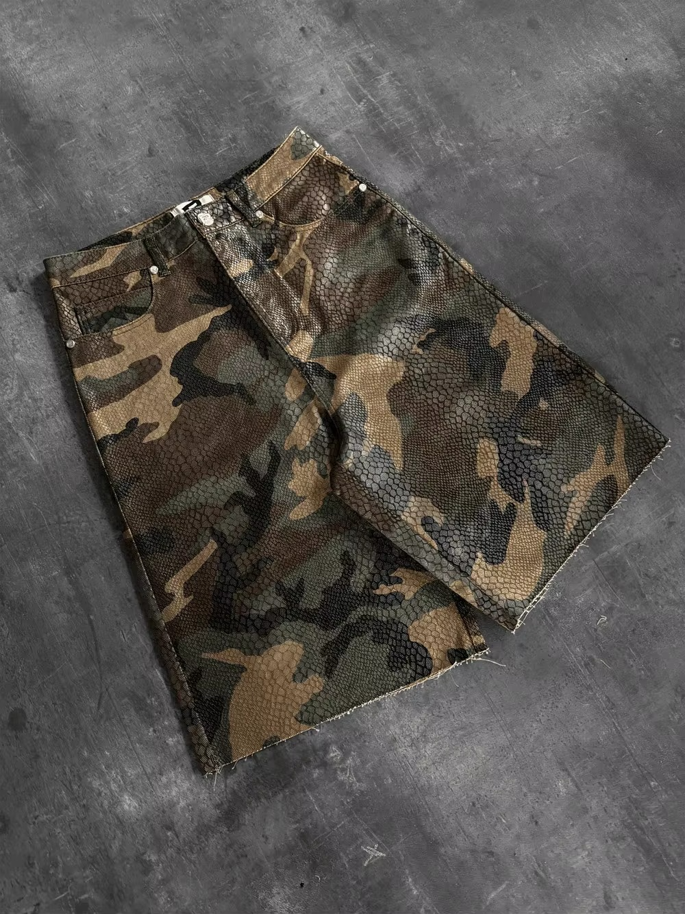 Camo Snake Denim Shorts