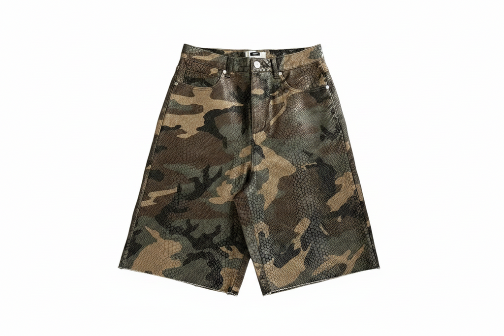 Camo Snake Denim Shorts