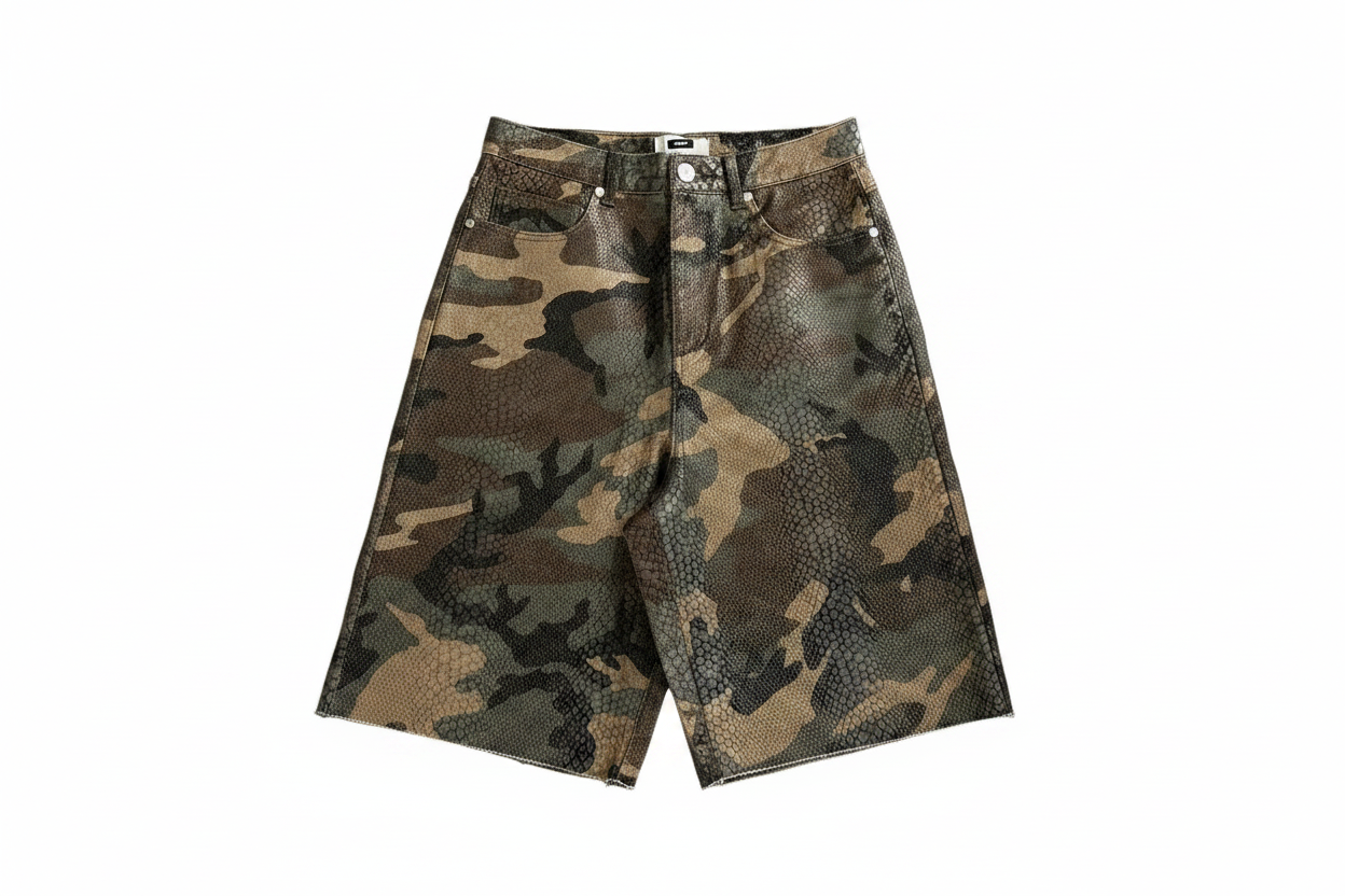 Camo Snake Denim Shorts