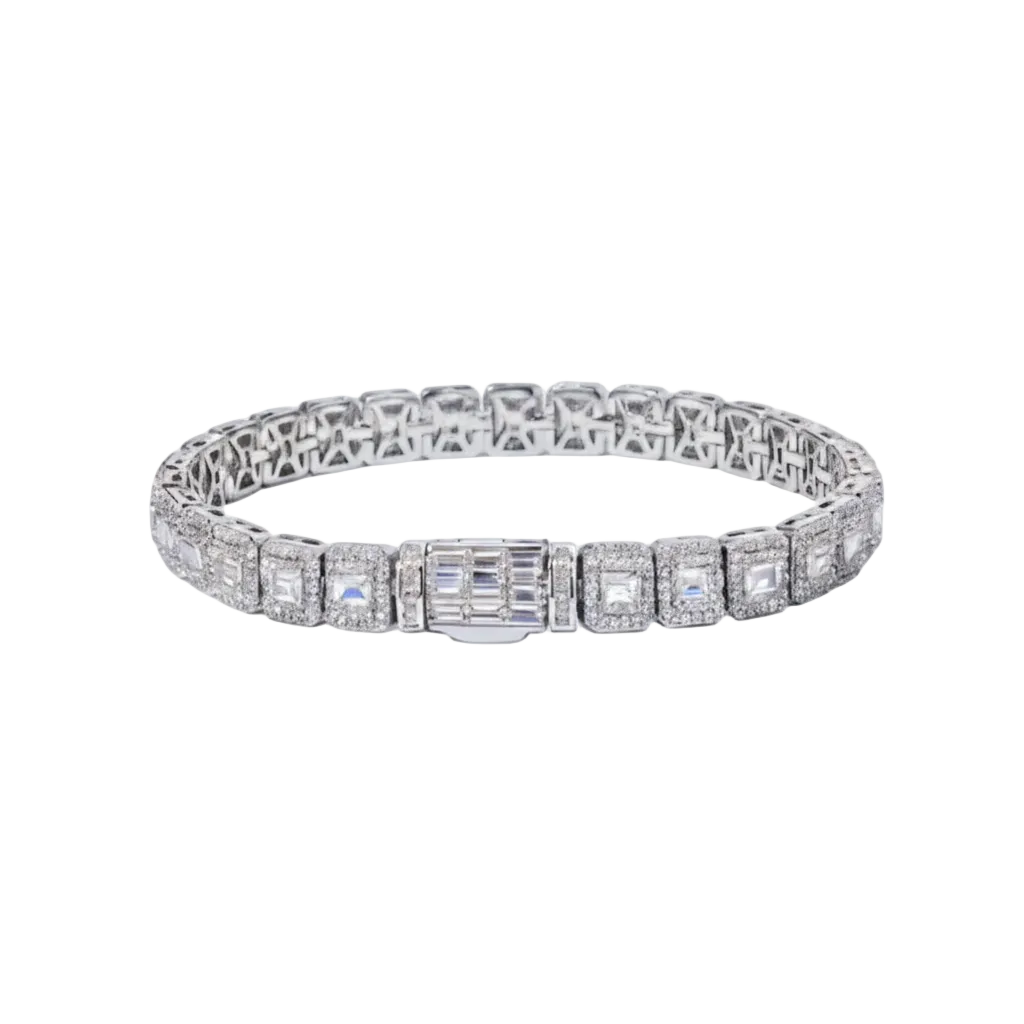 Baguette Pavé Silver Bracelet