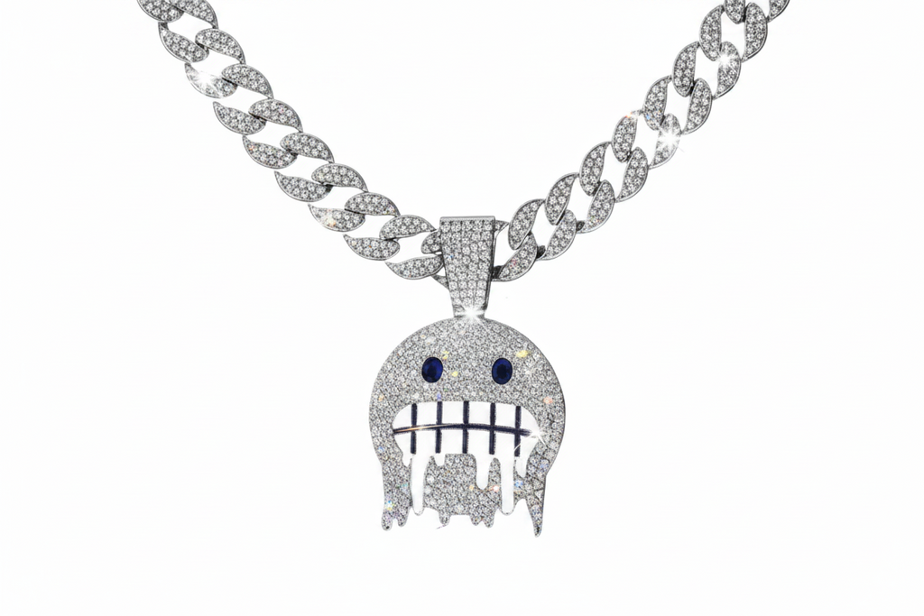 Iced Out Ghost Drip Cuban Link Necklace