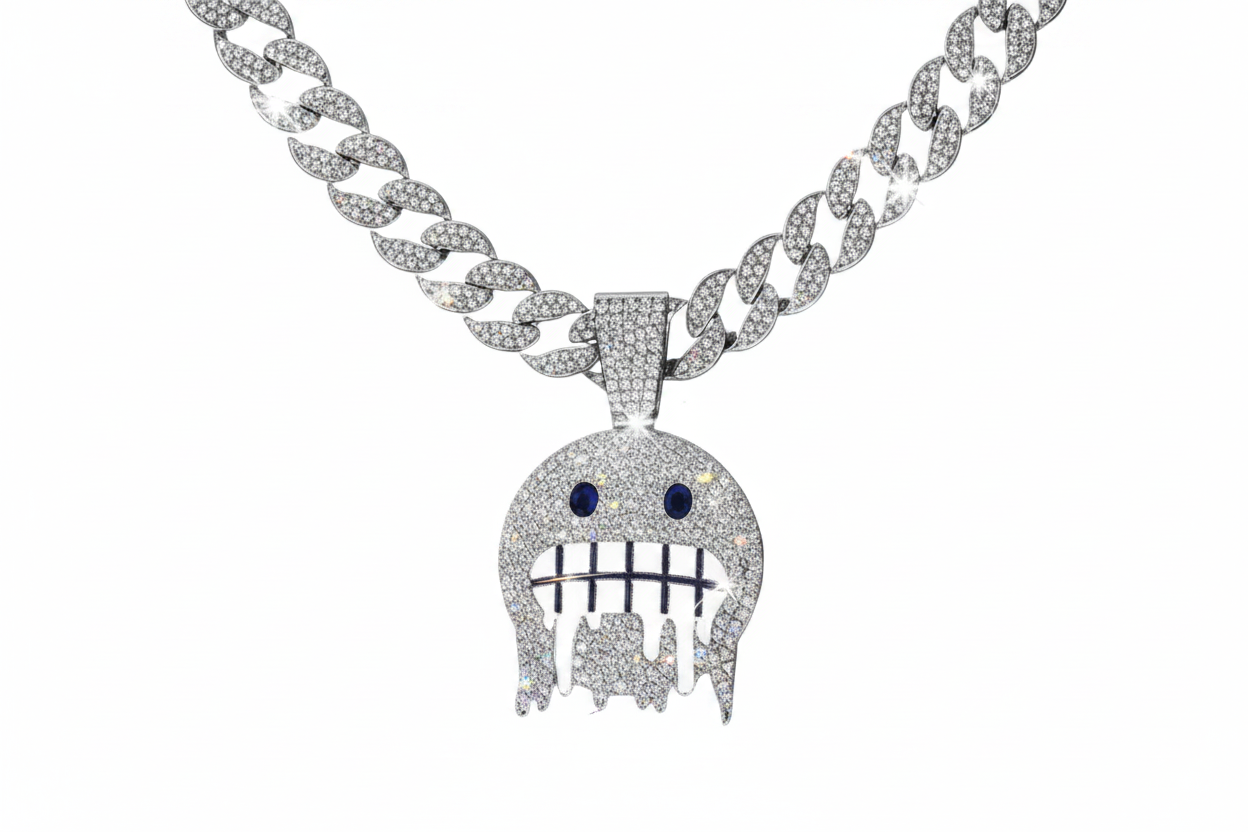 Iced Out Ghost Drip Cuban Link Necklace