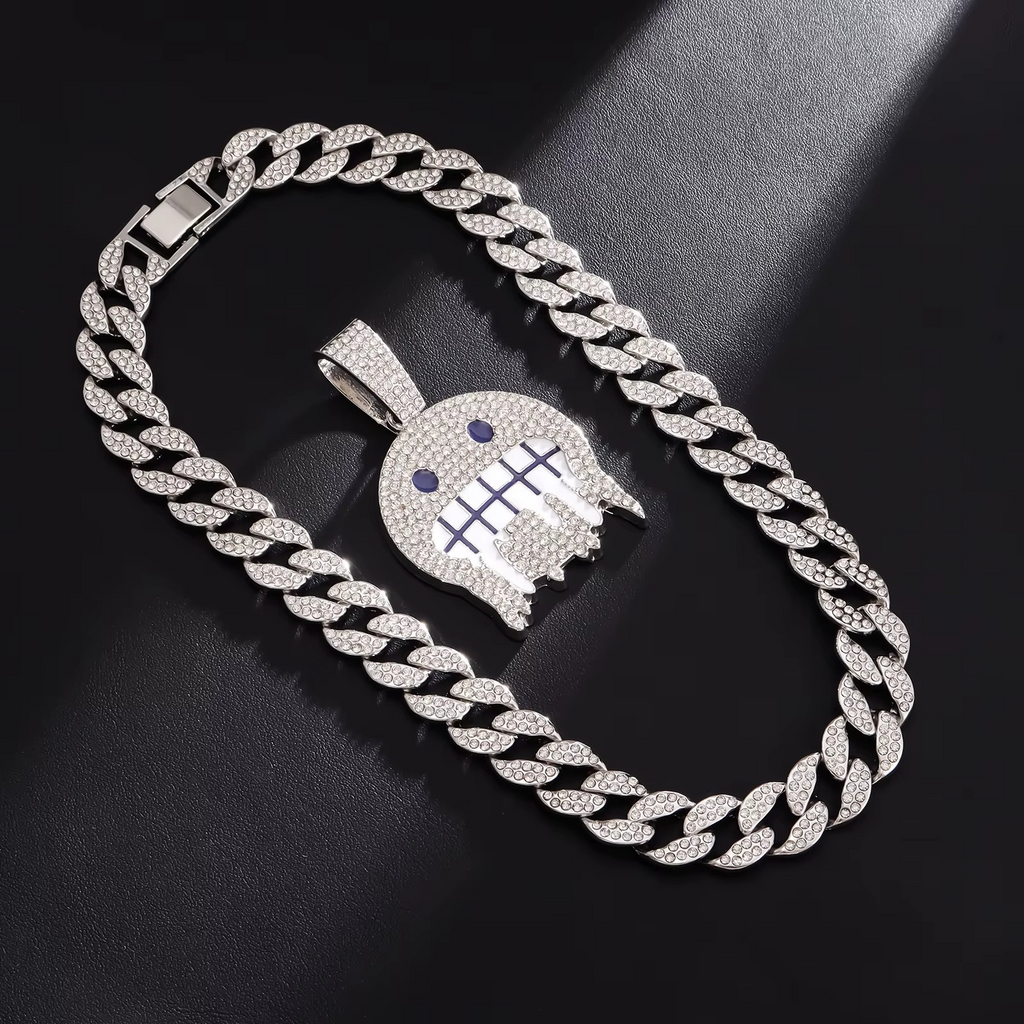 Iced Out Ghost Drip Cuban Link Necklace