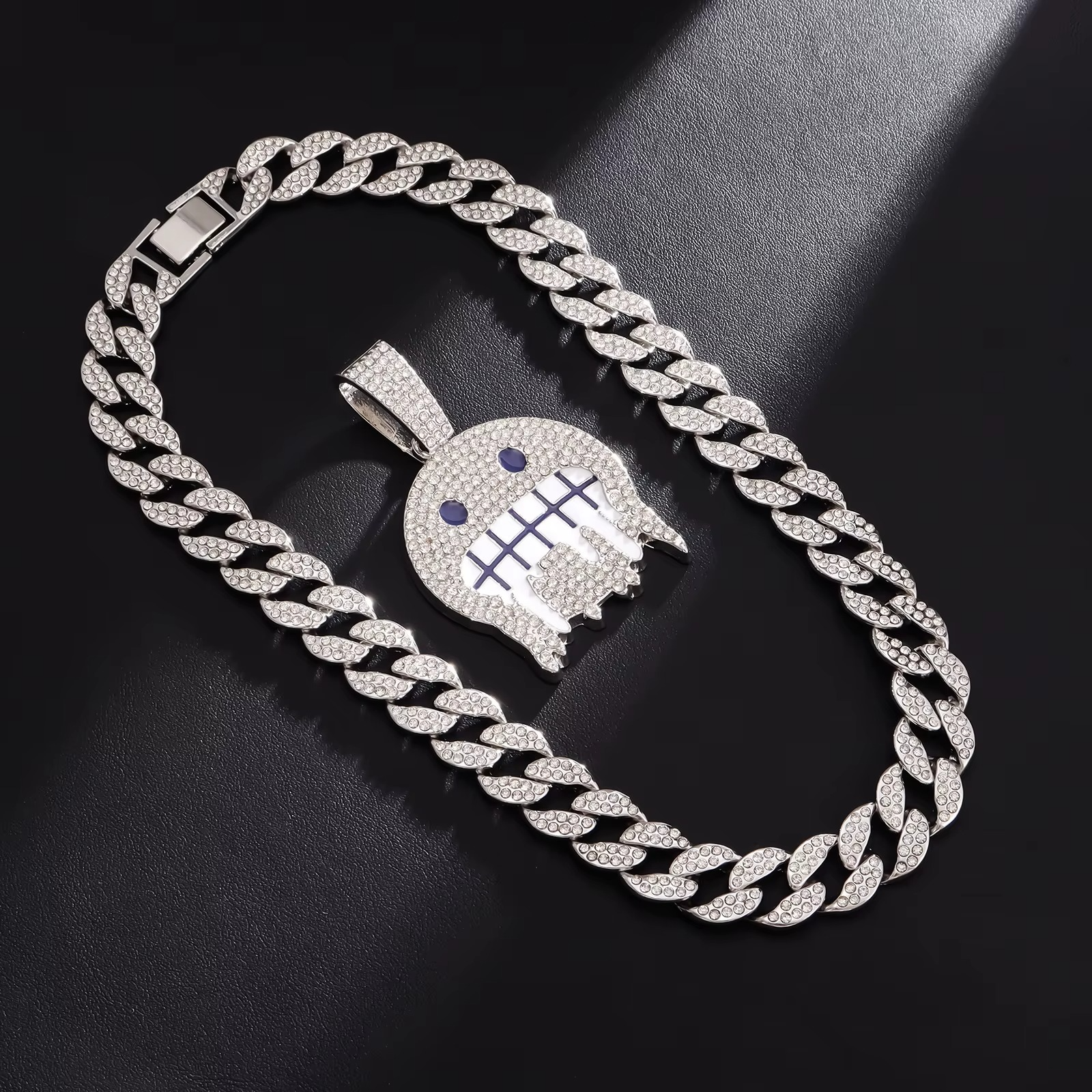Iced Out Ghost Drip Cuban Link Necklace