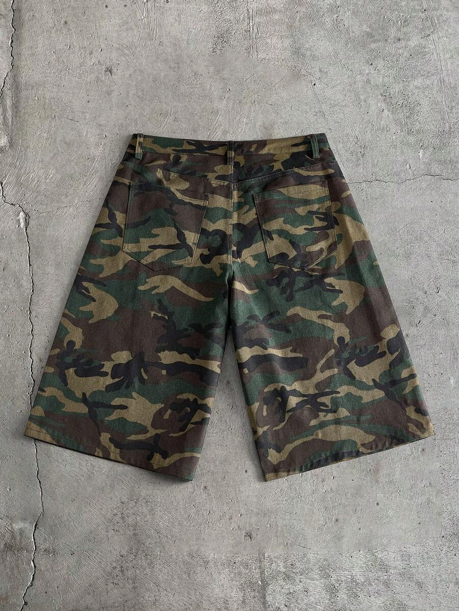 Camo Stud Denim Shorts