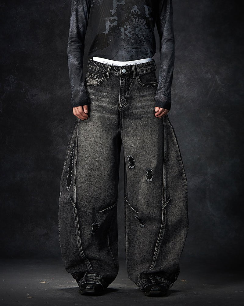 Washed Black Balloon Jeans