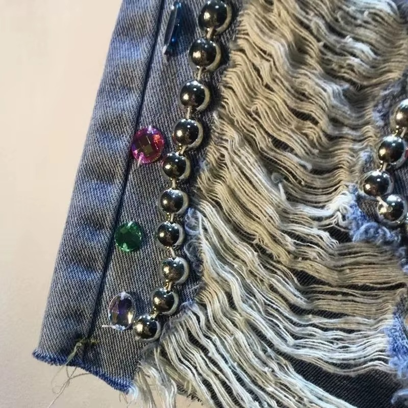 Crystal Rhinestone Denim Shorts