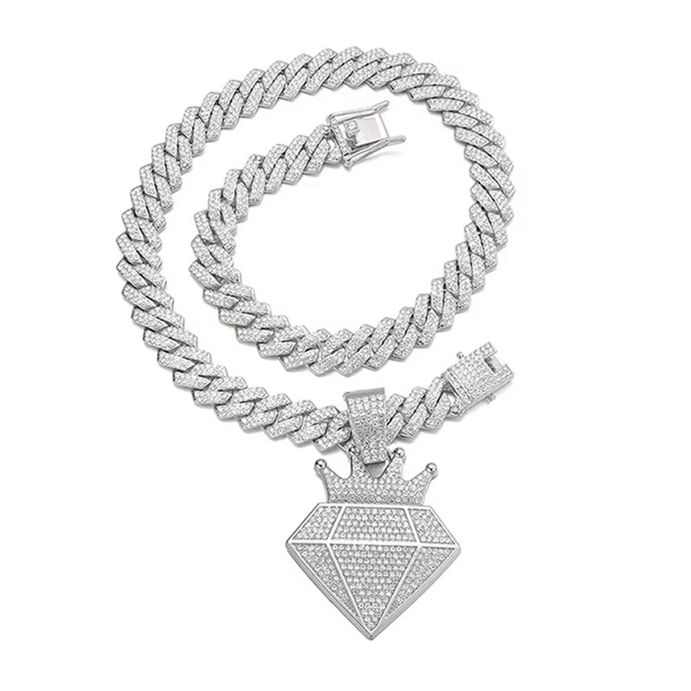 Iced Out Crown Diamond Cuban Link Necklace