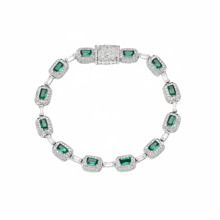 Emerald Pavé Silver Bracelet