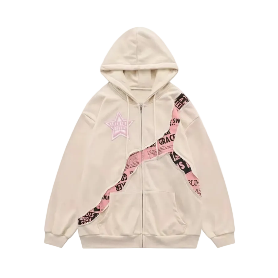 Star Grace Zip Hoodie — Cream