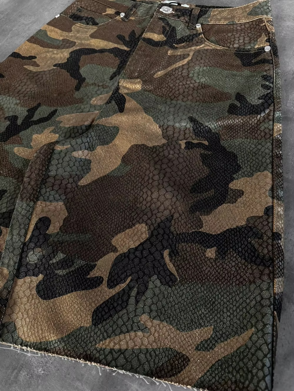 Camo Snake Denim Shorts