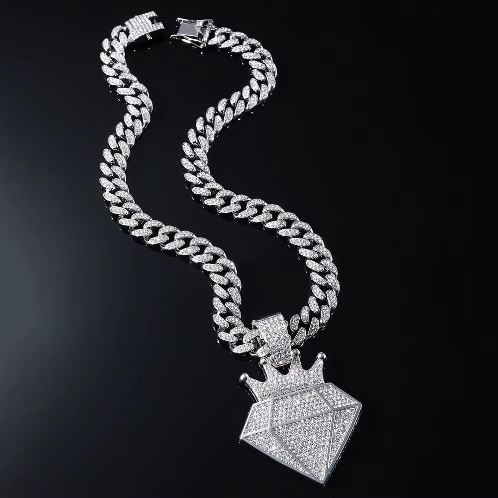 Iced Out Crown Diamond Cuban Link Necklace