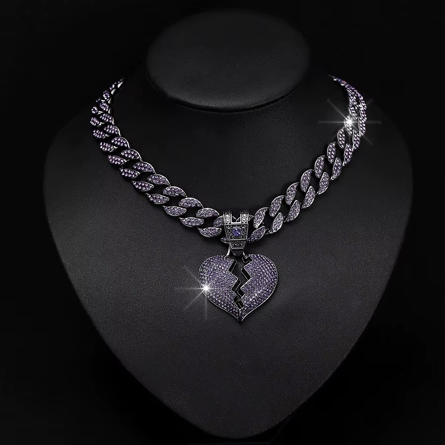 Iced Out Broken Heart Cuban Link Necklace