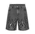 Rhinestone Flame Denim Shorts