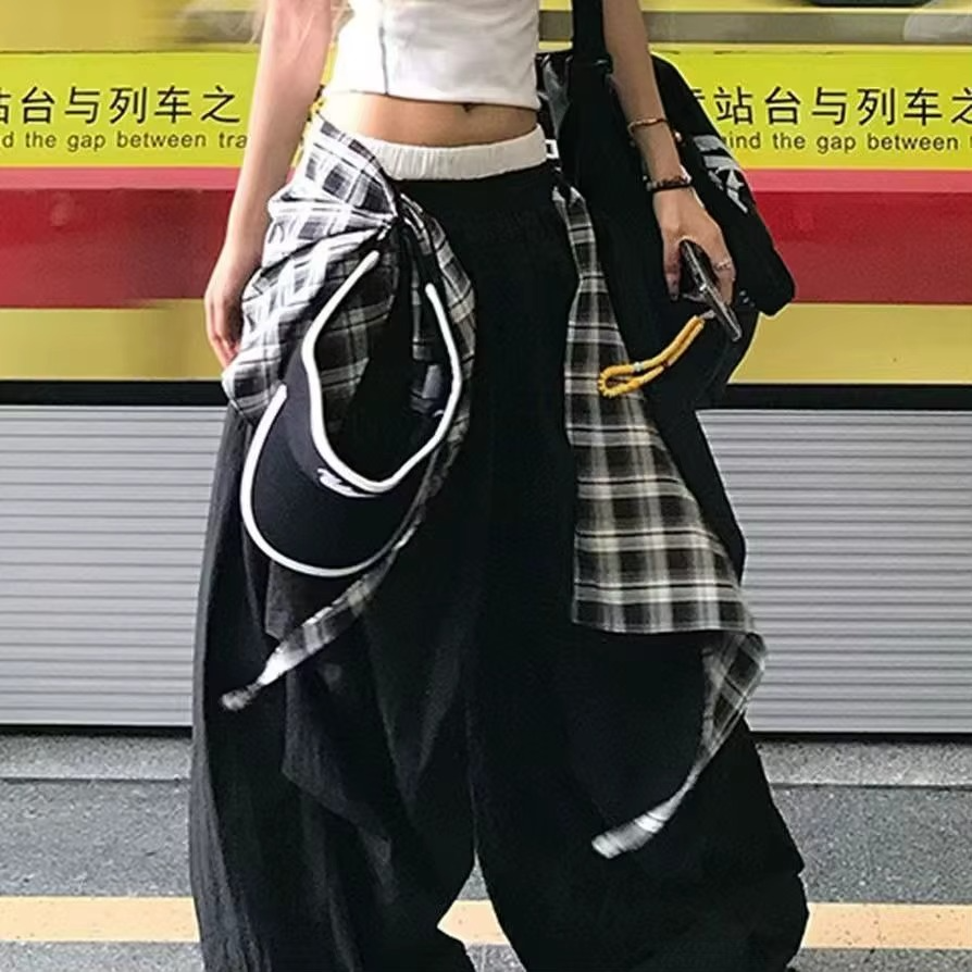 Plaid Sash Balloon Pants
