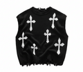 Cross Knit Vest — Black