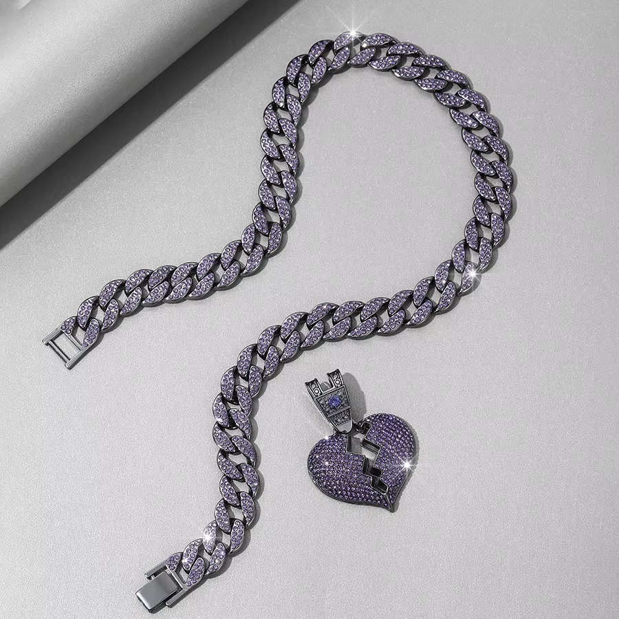 Iced Out Broken Heart Cuban Link Necklace