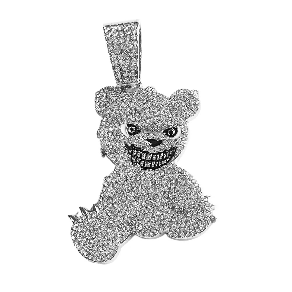 Iced Out Evil Bear Cuban Link Necklace
