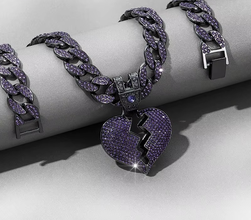 Iced Out Broken Heart Cuban Link Necklace