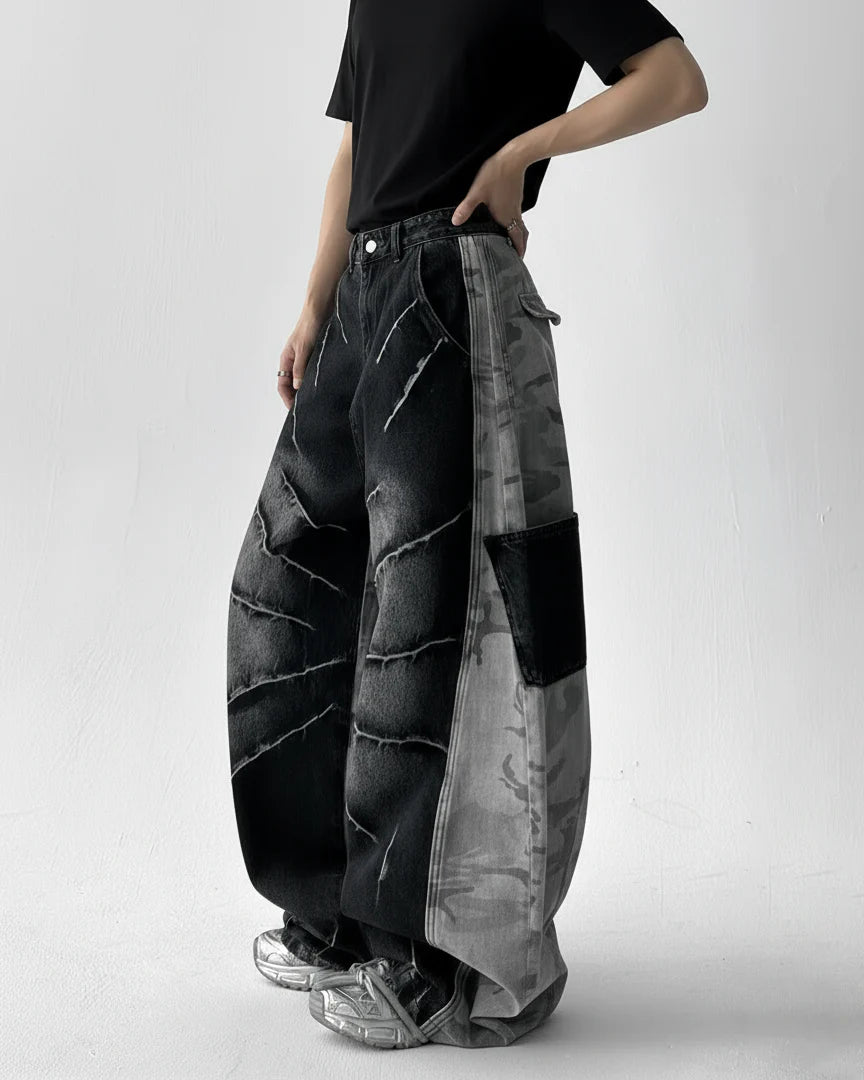 Camo Patchwork Baggy Jeans