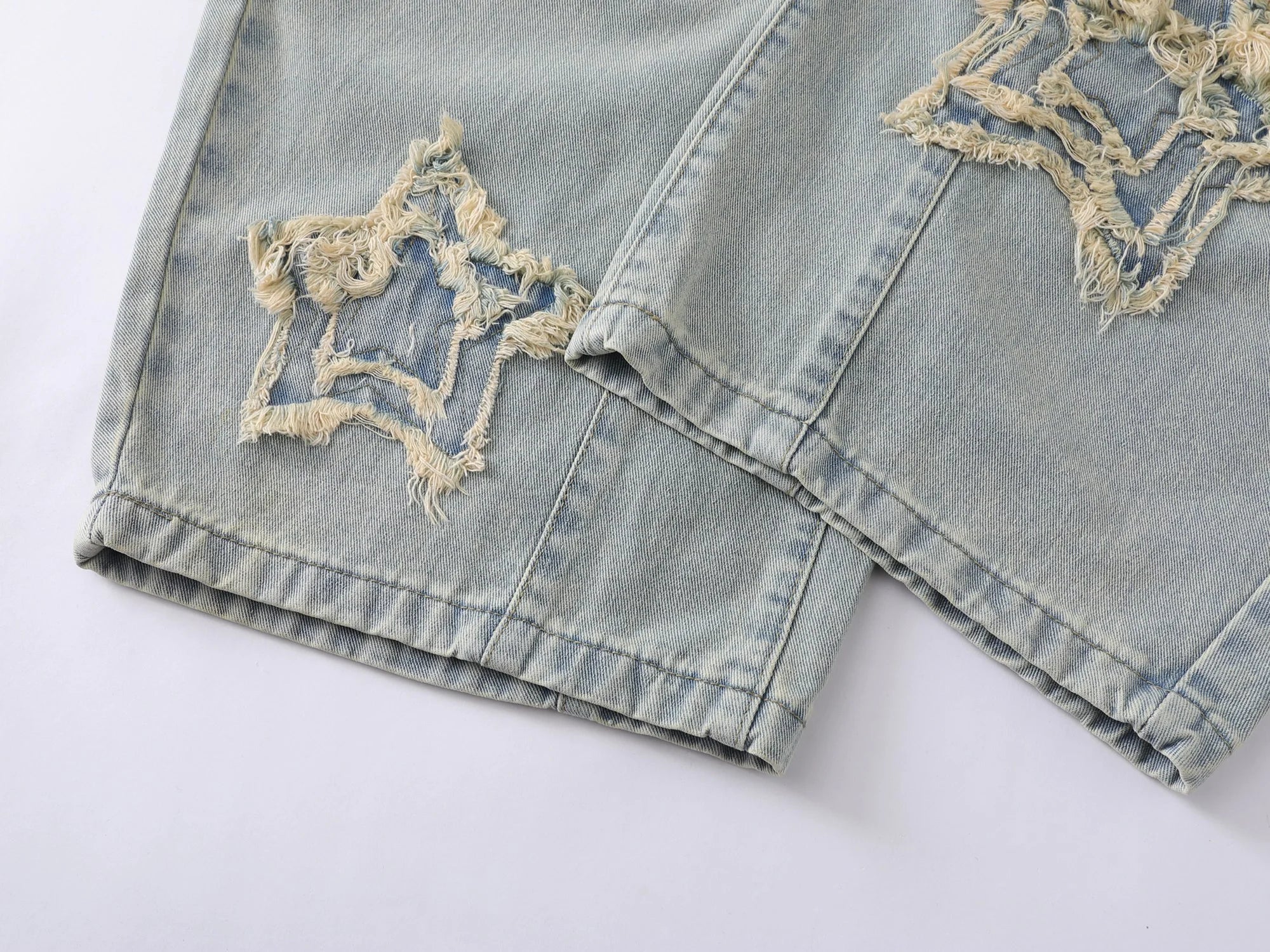 Star Frayed Denim — Ice Blue